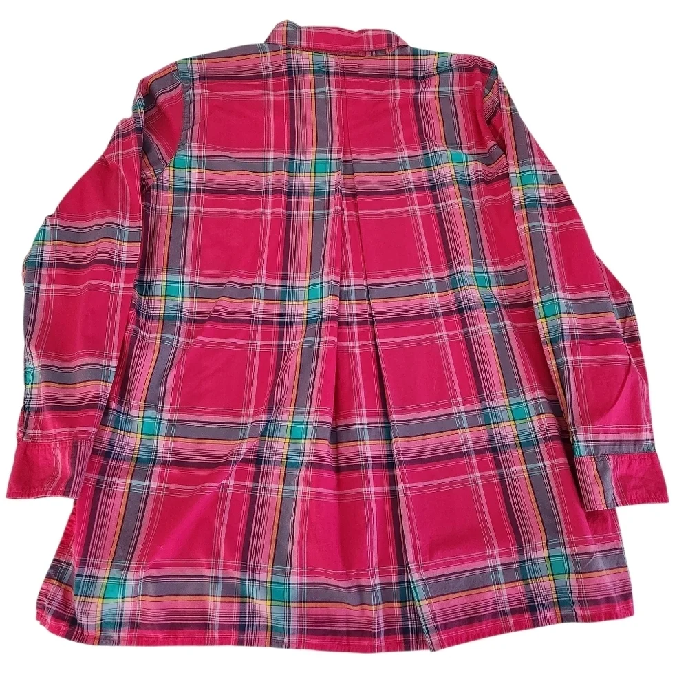 LIFE IS GOOD Pink Plaid Button Front Cotton Shirt Relaxed Casual Top xl - Picture 8 of 15